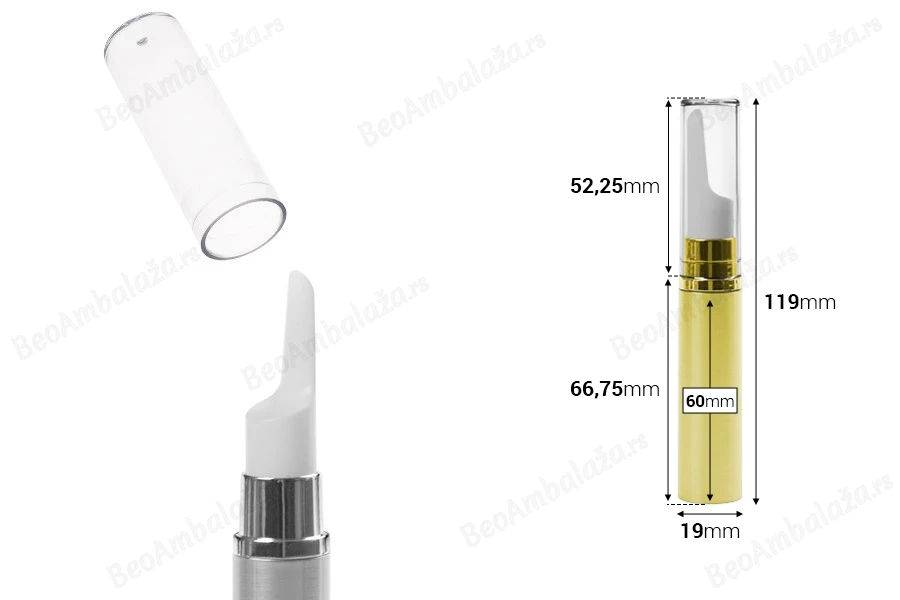 Airless bočica 10mL za serum u dve boje, sa zatvaračem - 12 kom-dimenzije_slike