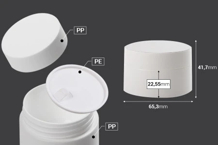 Bela plastična kutijica sa duplim dnom, 50mL sa zatvaračem sa zaptivkom i međupoklopcem - 12 kom-2