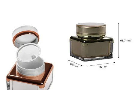 Luksuzna akrilna kutijica sa duplim dnom 50mL, sa zatvaračem sa zaptivkom i međupoklopcem-2