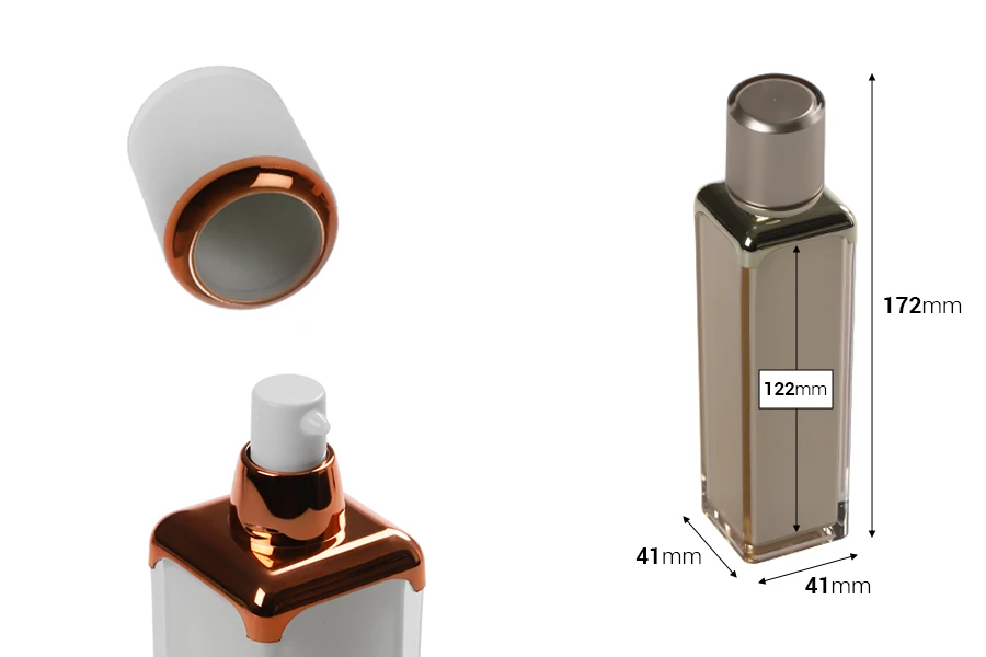 Luksuzna Airless akrilna bočica 100mL za kreme sa pumpicom i zatvaračem-dimenzije_slike