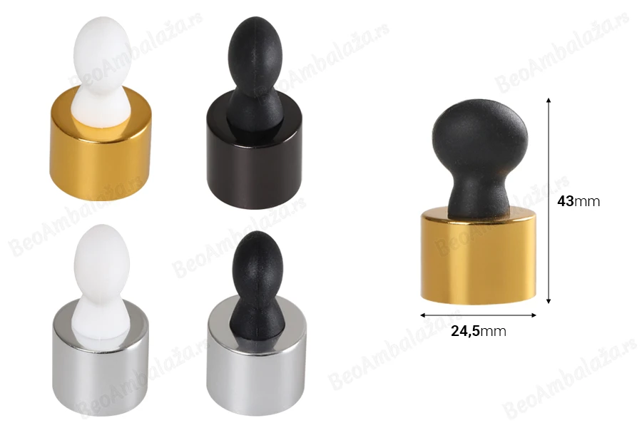 Set - aluminijumski prsten i gumica za pipete za bočice sa grlom PP20-dimenzije_slike