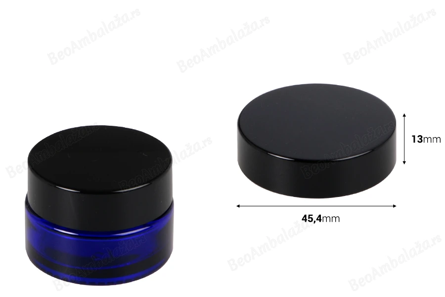 Plastični zatvarač u crnoj boji sa aluminijumskom presvlakom i unutrašnjom zaptivkom za teglice od 20 mL-dimenzije_slike
