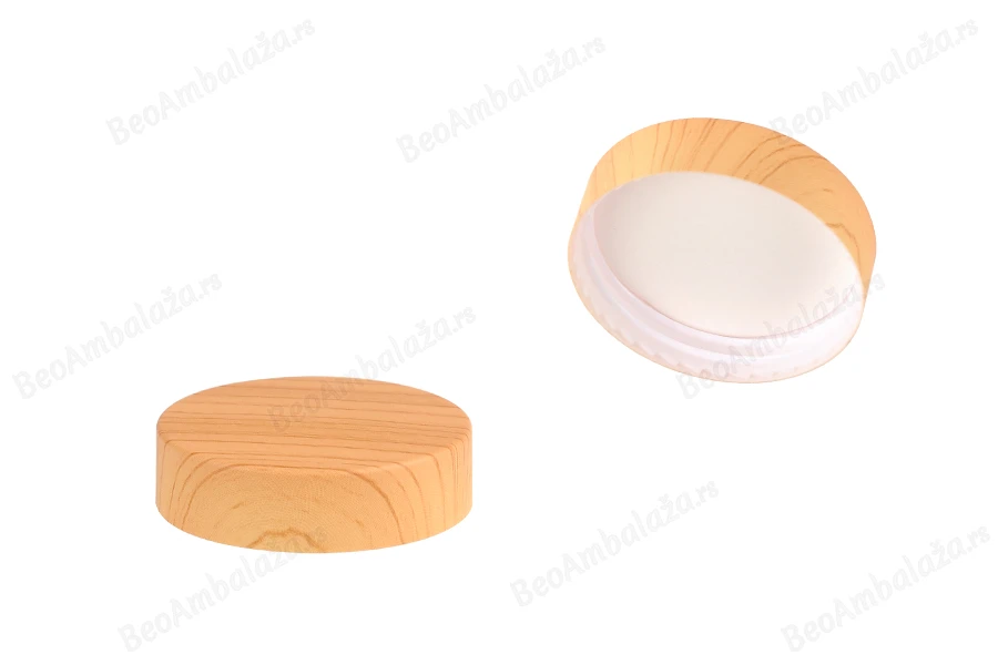 Plastični zatvarač u dezenu drveta sa  unutrašnjom zaptivkom, za teglice 30mL-slika_proizvoda