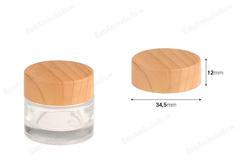 Plastični zatvarač u dezenu drveta sa  unutrašnjom zaptivkom, za teglice 5mL i 10mL-dimenzije_slike