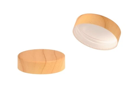 Plastični zatvarač u dezenu drveta sa  unutrašnjom zaptivkom, za teglice 50mL-1