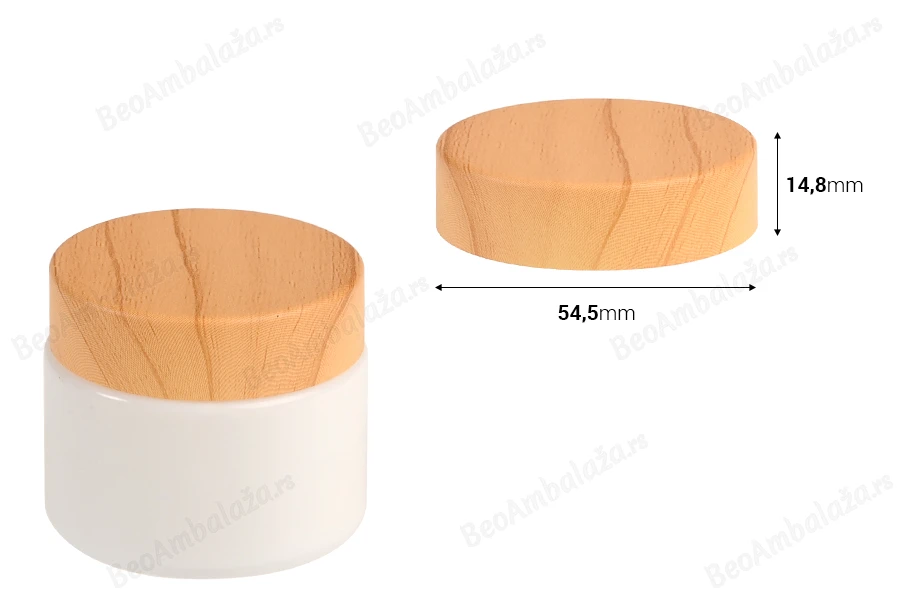 Plastični zatvarač u dezenu drveta sa  unutrašnjom zaptivkom, za teglice 50mL-dimenzije_slike