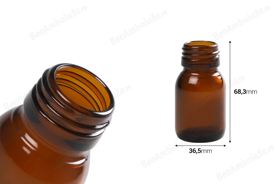 Staklena braon bočica 30mL (PP28)-dimenzije_slike