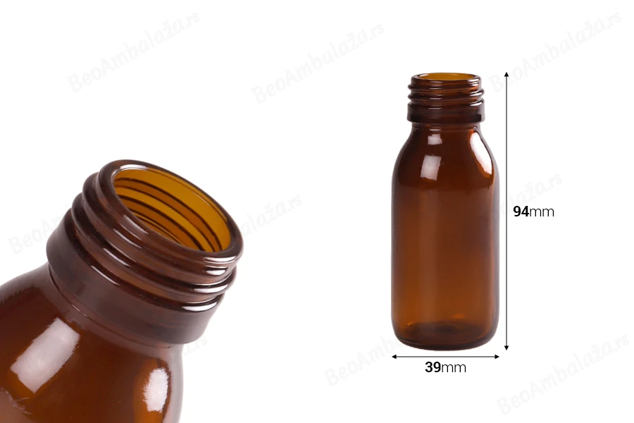 Staklena braon bočica 60mL (PP28)-dimenzije_slike