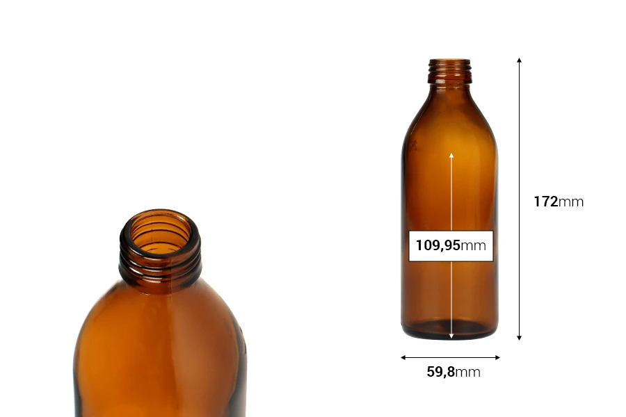 Staklena karamel flašica 250mL PP24-dimenzije_slike