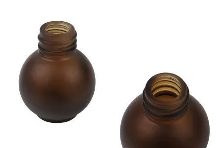 Peskirana okrugla braon staklena bočica 10mL, PP18 - bez zatvarača-1