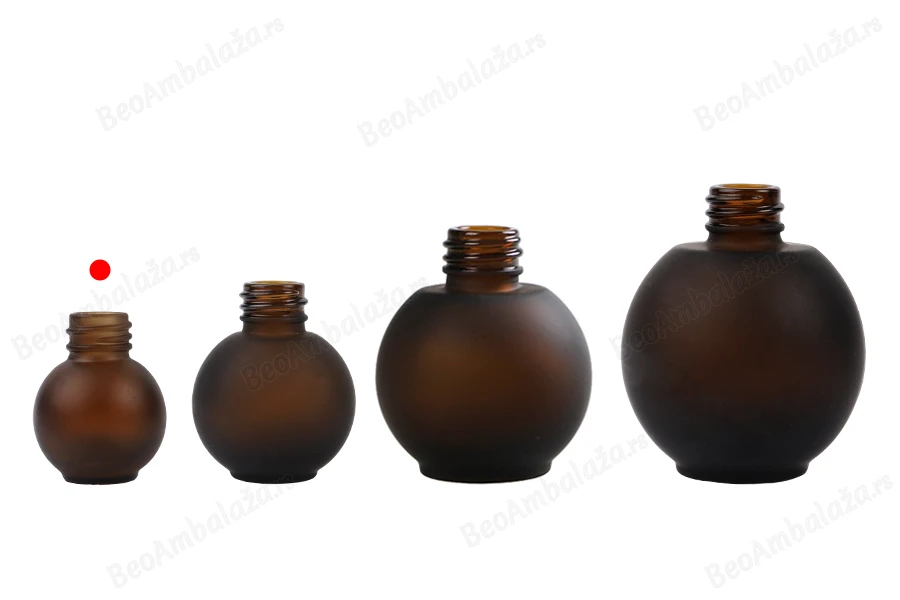 Peskirana okrugla braon staklena bočica 10mL, PP18 - bez zatvarača-grupa_slika