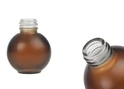 Okrugla staklena bočica od 20mL, od svetlo braon peskiranog stakla