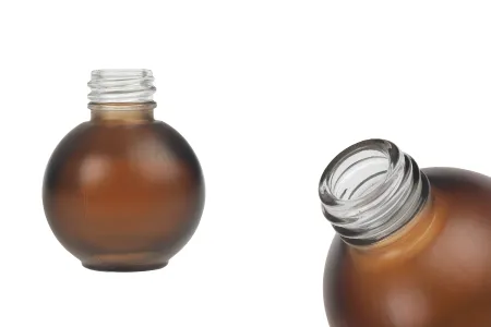Okrugla staklena bočica od 20mL, od svetlo braon peskiranog stakla-1