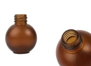 Okrugla staklena bočica od 20mL, od karamel braon peskiranog stakla