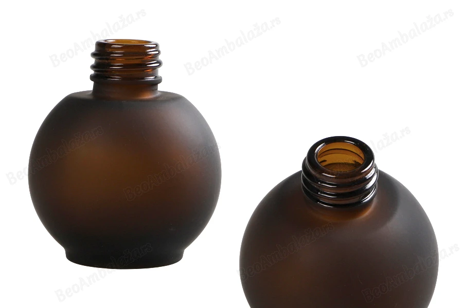 Peskirana okrugla braon staklena bočica 30mL, PP18 - bez zatvarača-slika_proizvoda