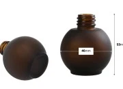 Peskirana okrugla braon staklena bočica 30mL, PP18 - bez zatvarača-dimenzije_slike