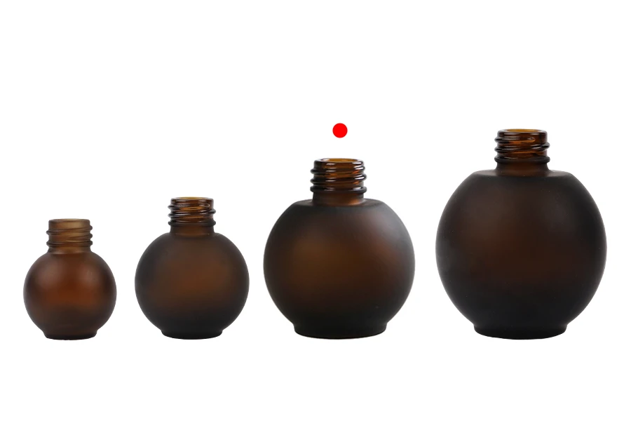 Peskirana okrugla braon staklena bočica 30mL, PP18 - bez zatvarača-grupa_slika