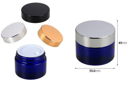 Staklena plava teglica 50mL, sa zatvaračem sa zaptivkom i međupoklopcem-2