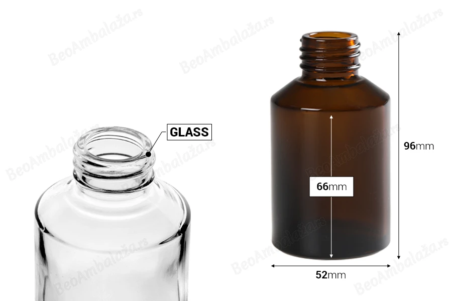 Staklena flašica 100mL sa prečnikom grla PP28-dimenzije_slike