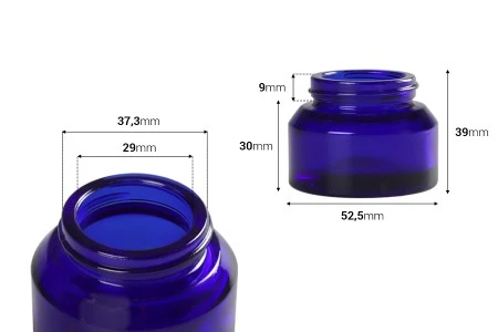 Staklena plava teglica 30mL za kreme - bez zatvarača-2