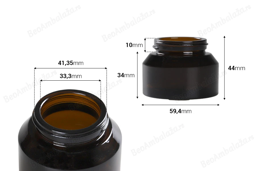 Staklena karamel teglica 50mL za kreme - bez zatvarača-dimenzije_slike