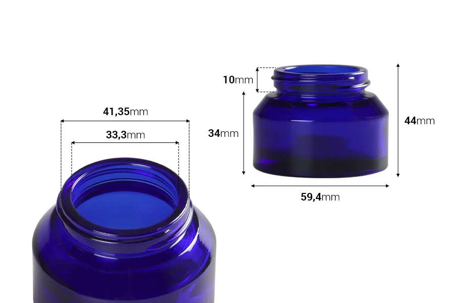Staklena plava teglica 50mL za kreme - bez zatvarača Staklena plava teglica 50mL za kreme - bez zatvarača