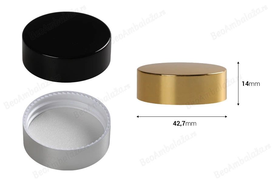 Plastični zatvarač sa aluminijumskim premazom i unutrašnjom zaptivkom za teglice 30mL-dimenzije_slike