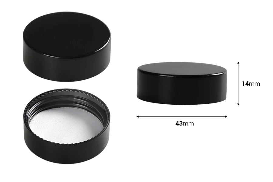 Crni plastični zatvarač sa unutrašnjom zaptivkom, za teglice od 30mL-dimenzije_slike