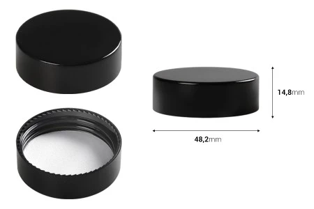 Crni plastični zatvarač sa unutrašnjom zaptivkom, za teglice od 50mL-2