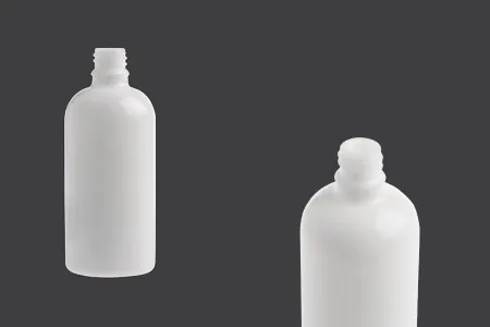 Bela staklena bočica za etarska ulja 100mL, sa grlom PP18 - bez zatvarača-1
