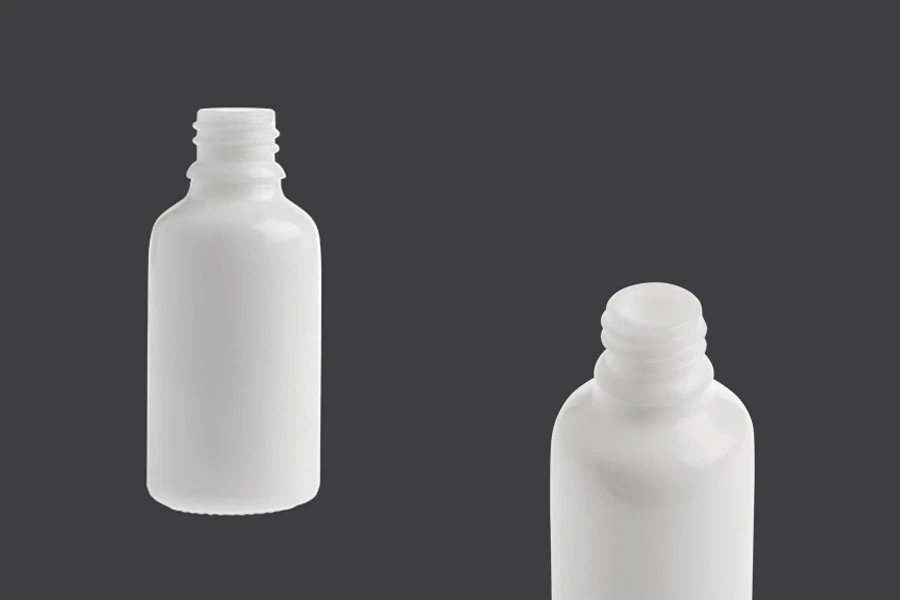 Bela staklena bočica za etarska ulja 30mL, sa grlom PP18 - bez zatvarača-slika_proizvoda