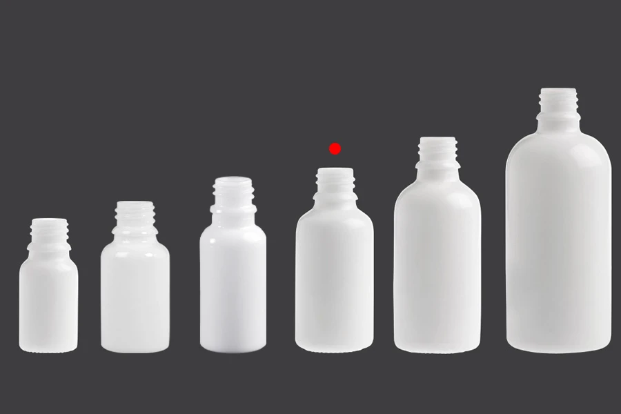 Bela staklena bočica za etarska ulja 30mL, sa grlom PP18 - bez zatvarača-grupa_slika