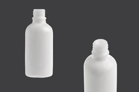 Bela staklena bočica za etarska ulja 50mL, sa grlom PP18 - bez zatvarača-1