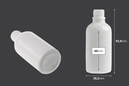 Bela staklena bočica za etarska ulja 50mL, sa grlom PP18 - bez zatvarača-2
