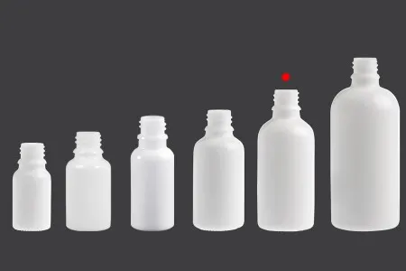Bela staklena bočica za etarska ulja 50mL, sa grlom PP18 - bez zatvarača-7