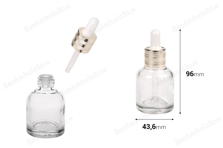 Bočica 30mL za kozmetičke preparate sa pipetom i plastičnim drenažnim elementom-dimenzije_slike