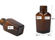 Staklena karamel bočica za etarska ulja 10mL, sa grlom PP18-dimenzije_slike