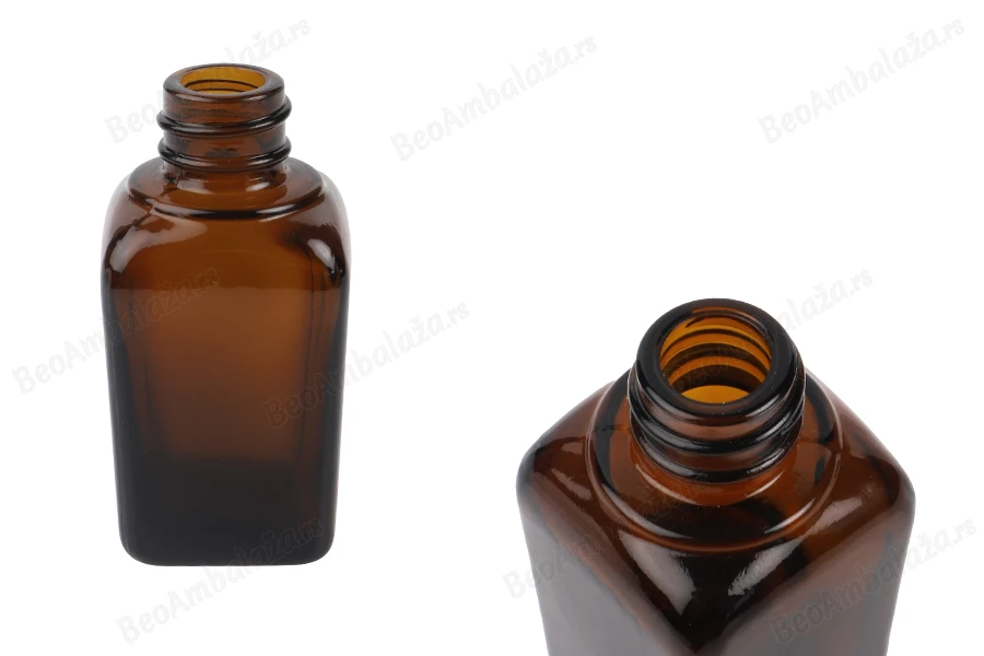 Staklena karamel bočica za etarska ulja 20mL, sa grlom PP18-slika_proizvoda