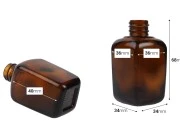 Staklena karamel bočica za etarska ulja 30mL, sa grlom PP18-dimenzije_slike