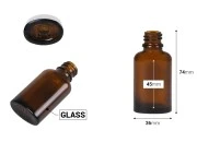 Staklena ovalna karamel bočica za etarska ulja 20mL, sa grlom PP18-dimenzije_slike
