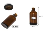 Staklena ovalna karamel bočica za etarska ulja 30mL, sa grlom PP18-dimenzije_slike