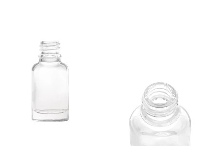 Staklena ovalna providna bočica za etarska ulja 10mL, sa grlom PP18-1