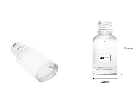 Staklena ovalna providna bočica za etarska ulja 10mL, sa grlom PP18-2