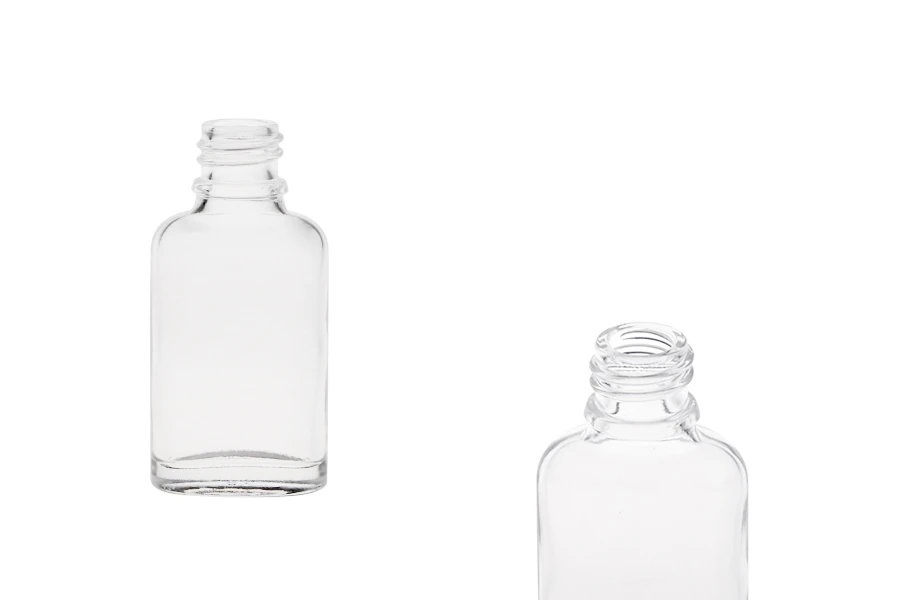 Staklena ovalna providna bočica za etarska ulja 20mL, sa grlom PP18-slika_proizvoda