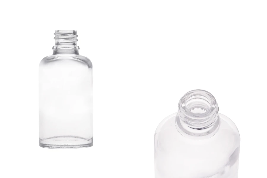 Staklena ovalna providna bočica za etarska ulja 30mL, sa grlom PP18-slika_proizvoda
