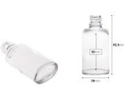 Staklena ovalna providna bočica za etarska ulja 30mL, sa grlom PP18-dimenzije_slike