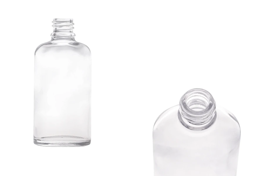 Staklena ovalna providna bočica za etarska ulja 50mL, sa grlom PP18-slika_proizvoda