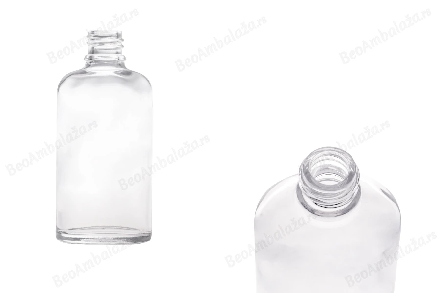 Staklena ovalna providna bočica za etarska ulja 50mL, sa grlom PP18-slika_proizvoda
