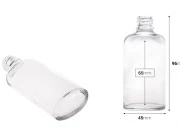 Staklena ovalna providna bočica za etarska ulja 50mL, sa grlom PP18-dimenzije_slike