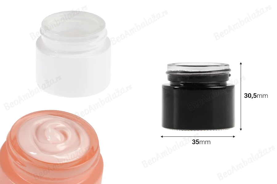 Staklena teglica 10mL za kreme u različitim bojama - bez zatvarača-dimenzije_slike